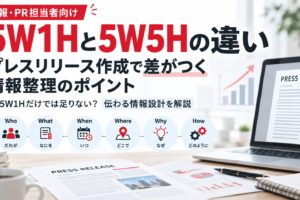 5W1Hと5W5Hの違いを解説するプレスリリース作成の記事アイキャッチ画像